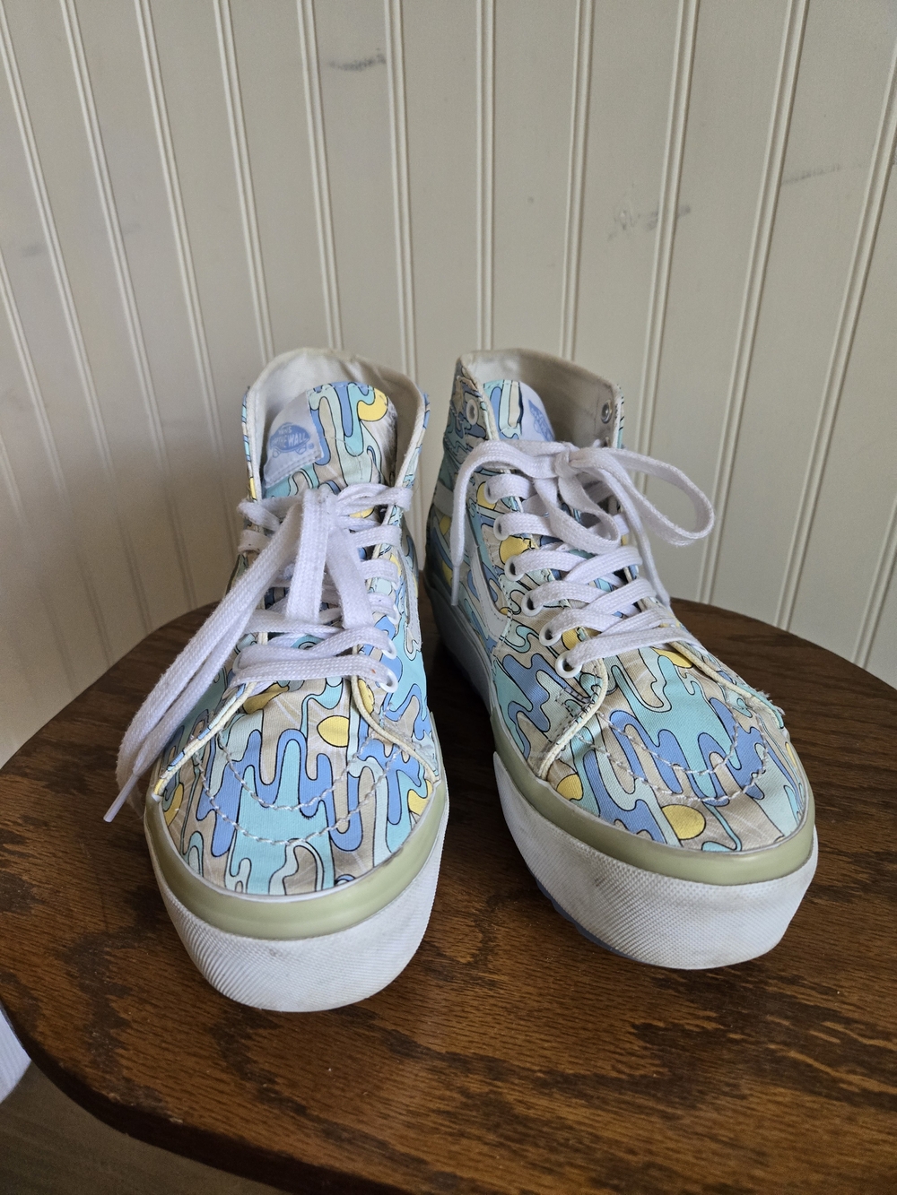 Vans High-Top Platform Sneakers in Pastel Blue & Yellow - Picture 12 of 12